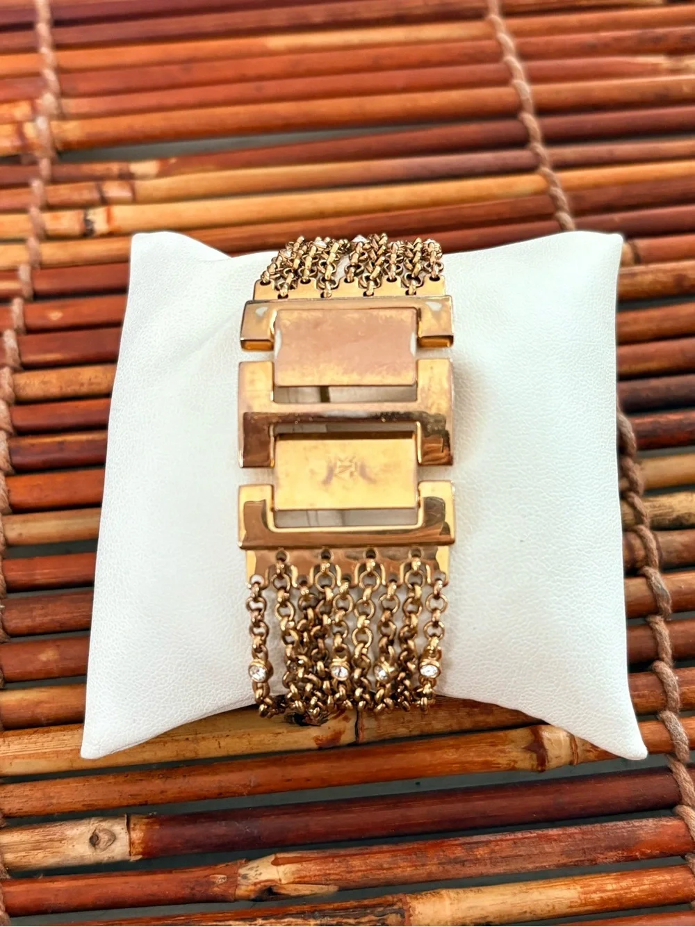 Anne Klein Rose Gold Crystal-Trim Chain Bracelet Watch 7”